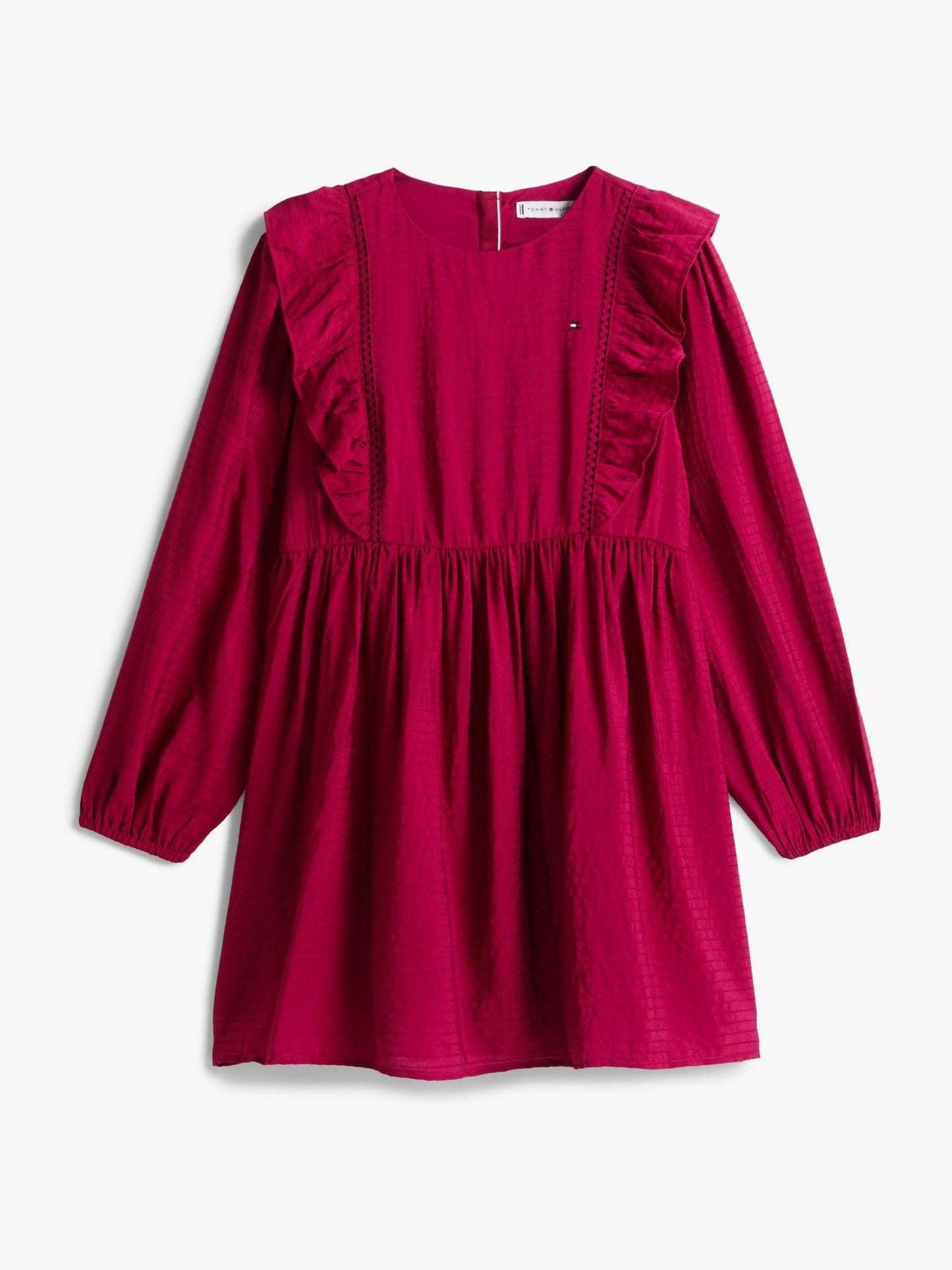 Tommy Hilfiger Pink Festive Ruffle Long Sleeve A-Line Dress image 5