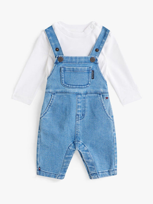Tommy Hilfiger Blue Denim Dungarees And T-Shirt Set image 1