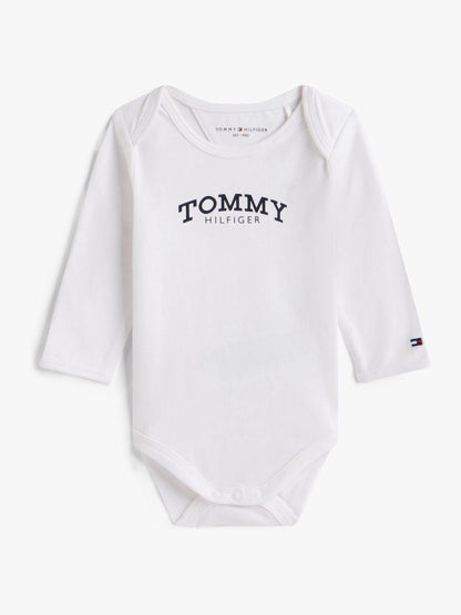 Tommy Hilfiger White Logo Jersey Long Sleeve Bodysuit - image 1