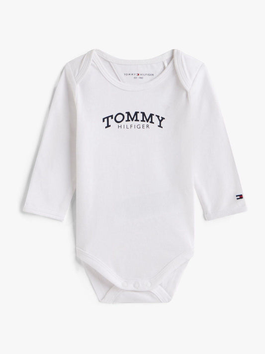 Tommy Hilfiger White Logo Jersey Long Sleeve Bodysuit - image 1