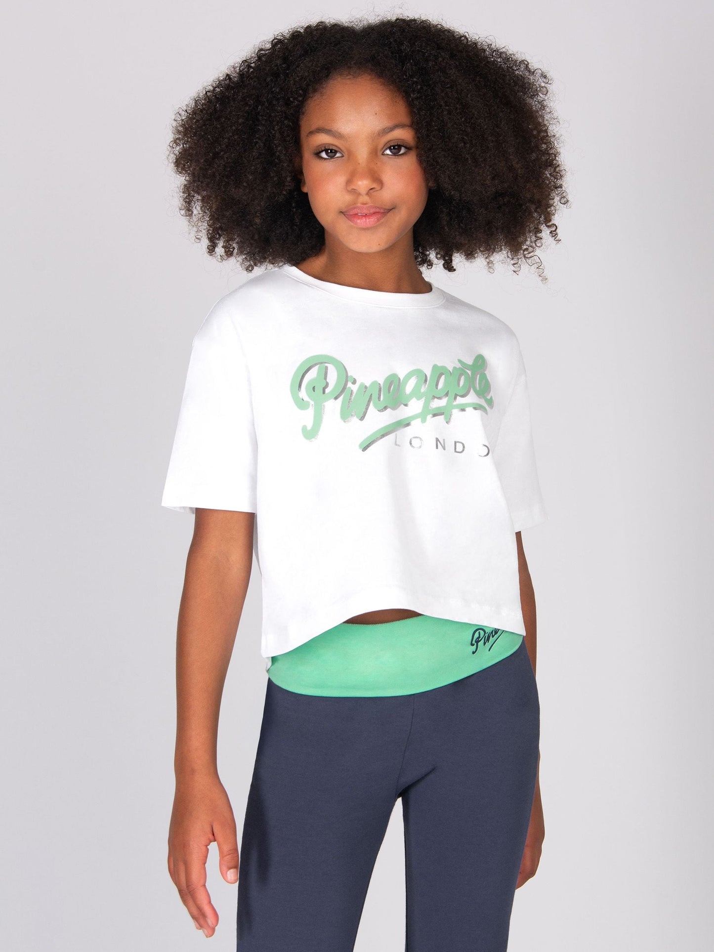 Dsiney Kidz - Pineapple White Logo Girls Dance Crop T-Shirt image 1