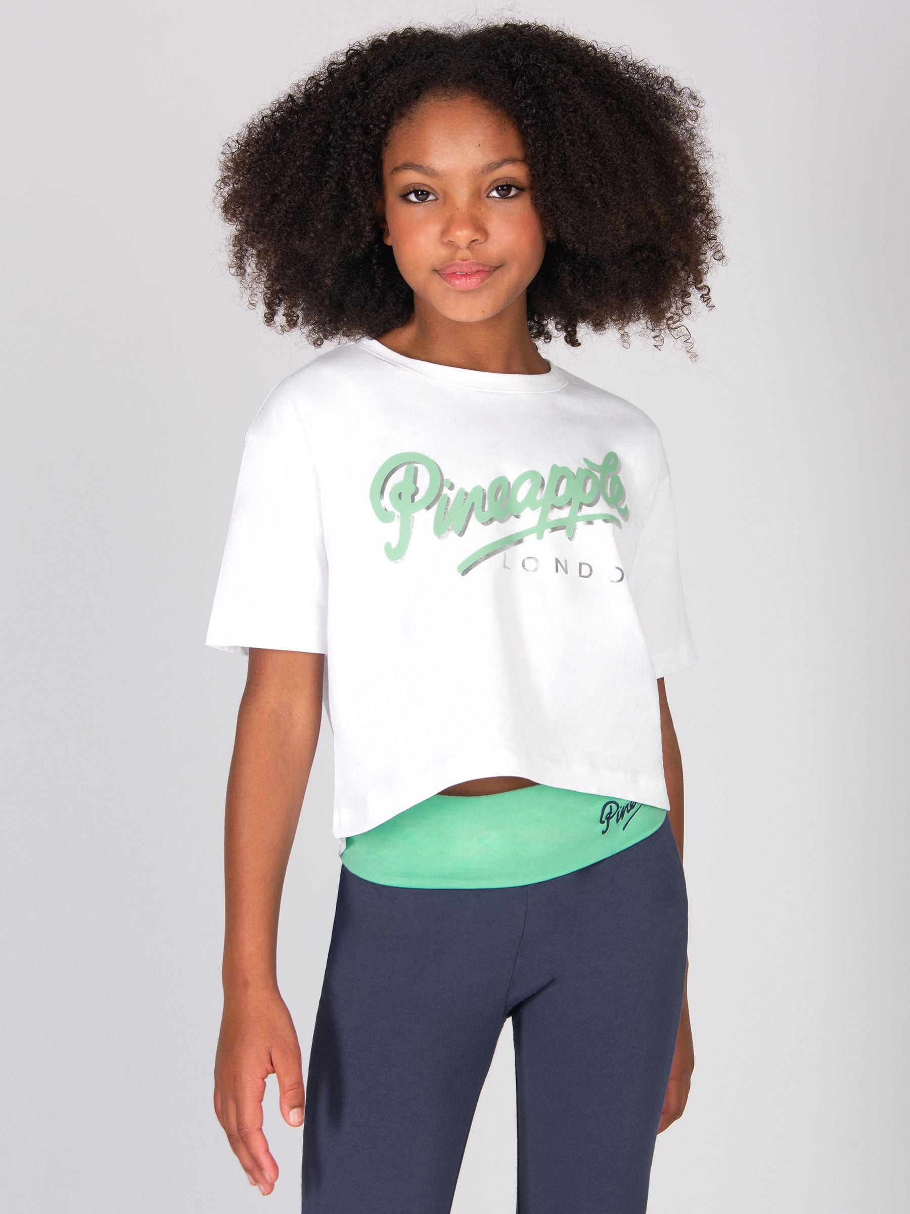 Dsiney Kidz - Pineapple White Logo Girls Dance Crop T-Shirt image 1