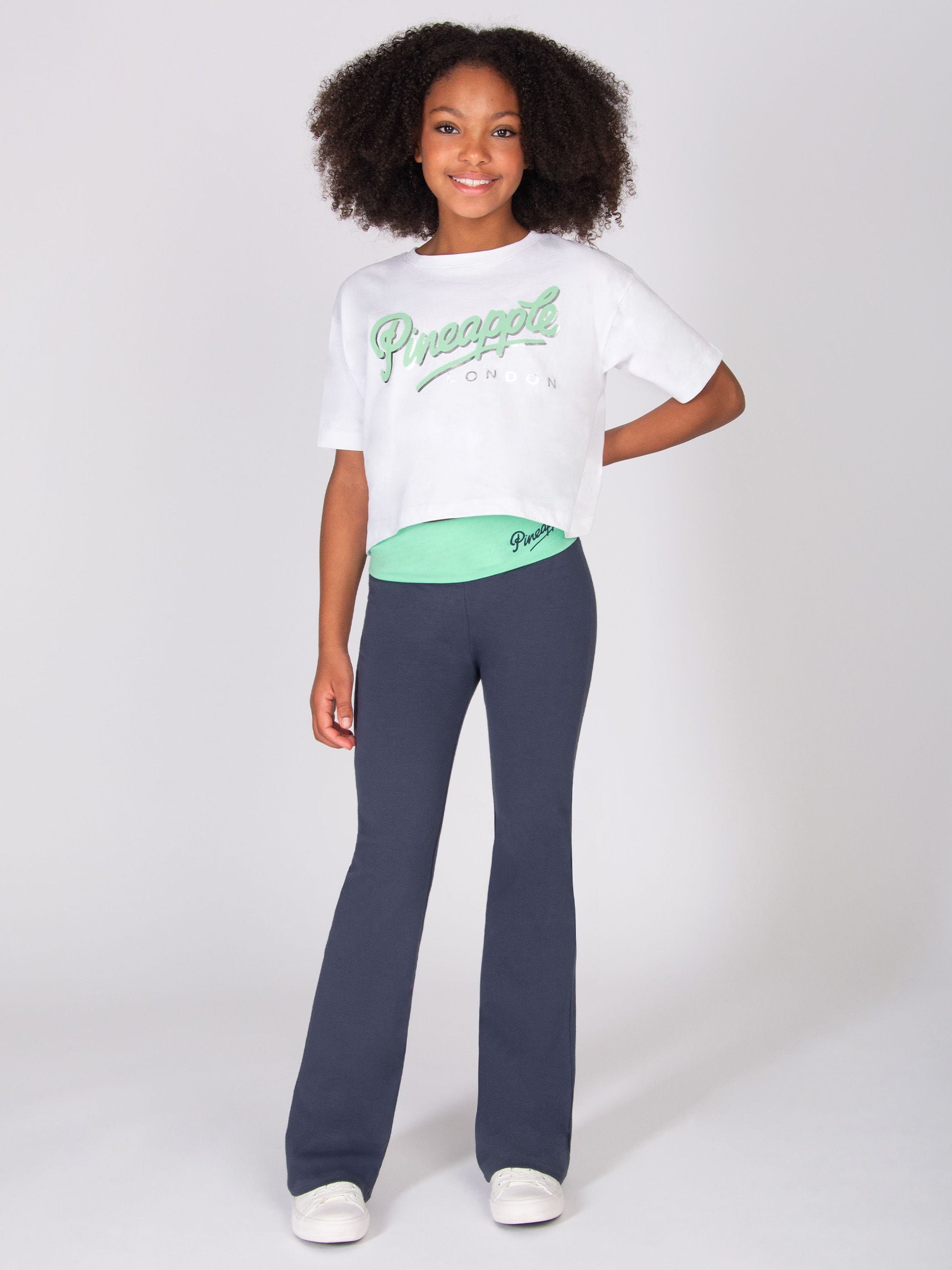 Dsiney Kidz - Pineapple White Logo Girls Dance Crop T-Shirt image 2