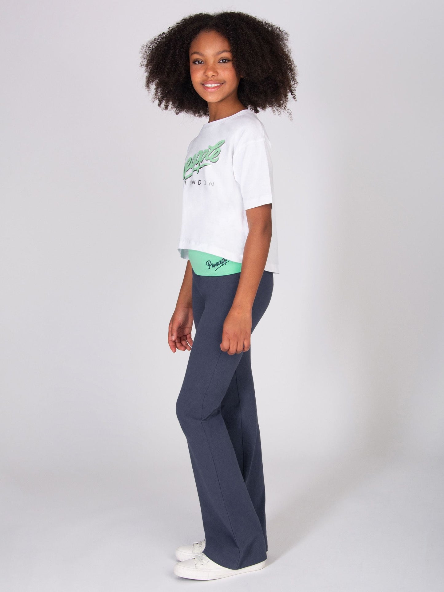 Dsiney Kidz - Pineapple White Logo Girls Dance Crop T-Shirt image 3
