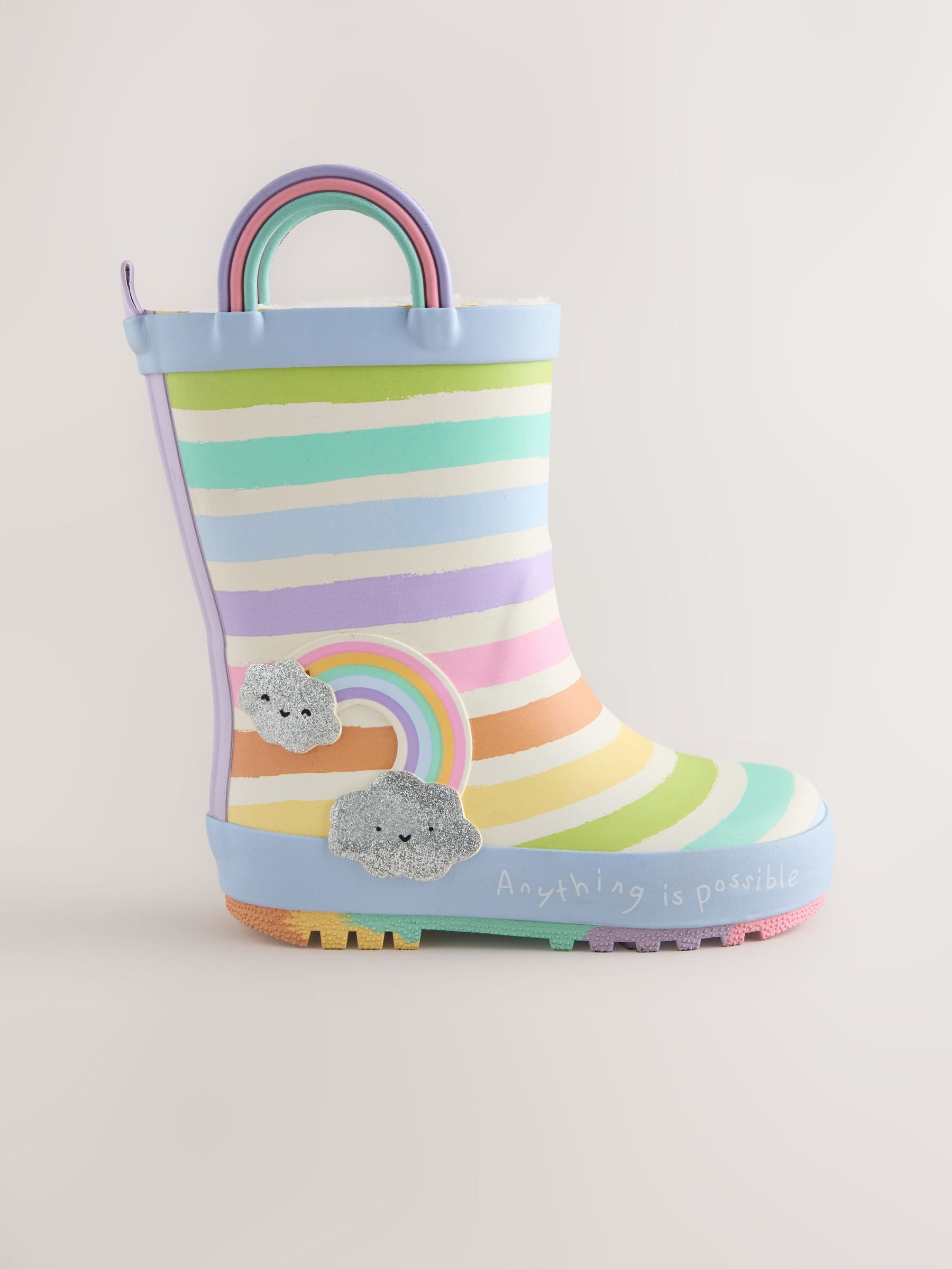 Multi Pastel Rainbow Handle Wellies image 2