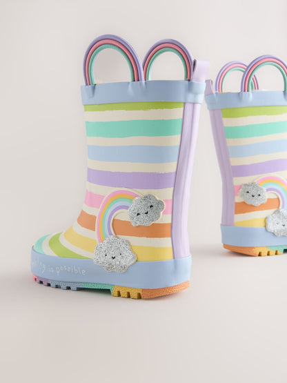 Multi Pastel Rainbow Handle Wellies image 3