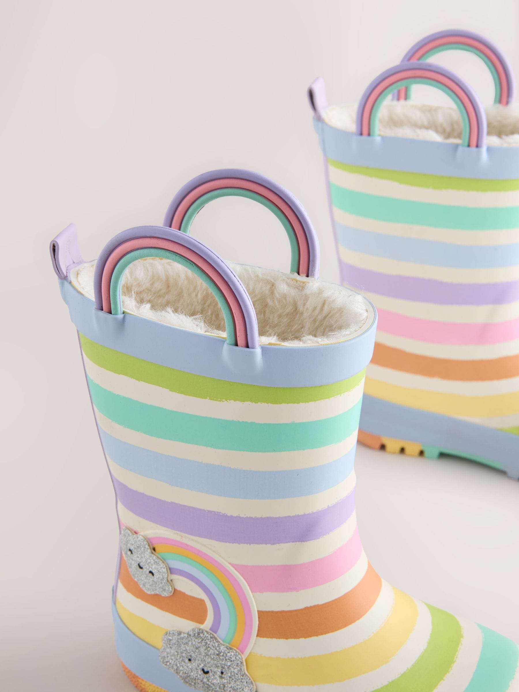 Multi Pastel Rainbow Handle Wellies image 5