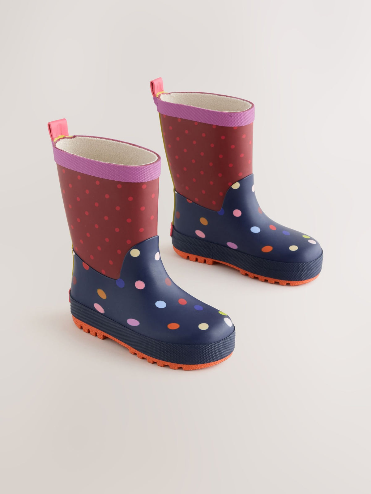 Dsiney Kidz - Navy/Burgundy Polka Dot Wellies image 1