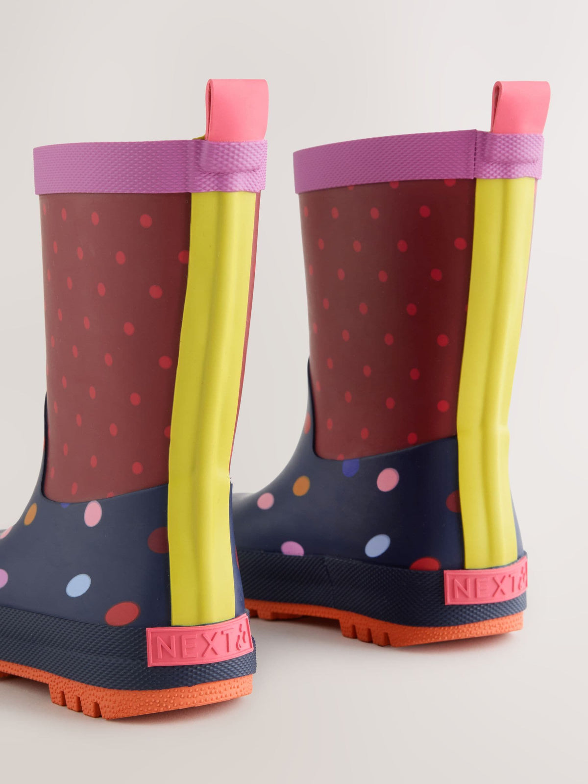 Dsiney Kidz - Navy/Burgundy Polka Dot Wellies image 4