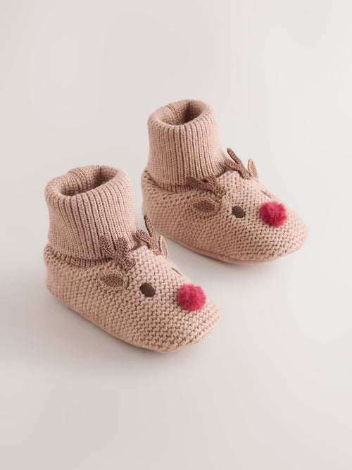 Dsiney Kidz - Brown Reindeer Baby Sock Top Boots (0-18mths) image 1