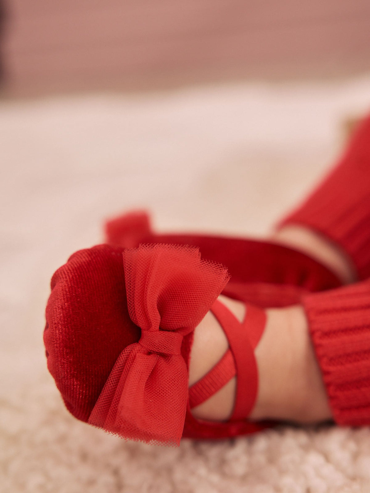 Dsiney Kidz - Red Velvet Baby Bow Occassion Shoes (0-18mths) image 3