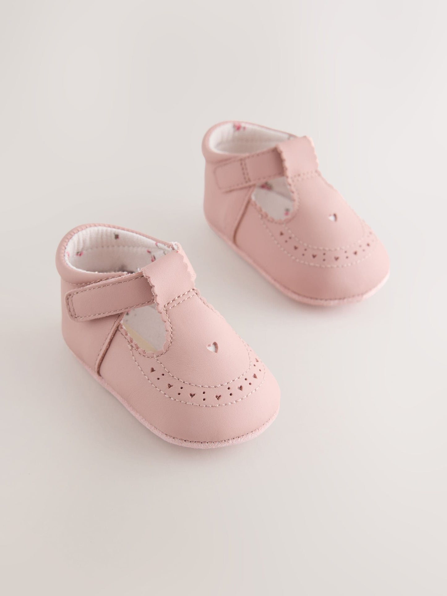Pink Leather Baby T-Bar Shoes (0-24mths) image 1