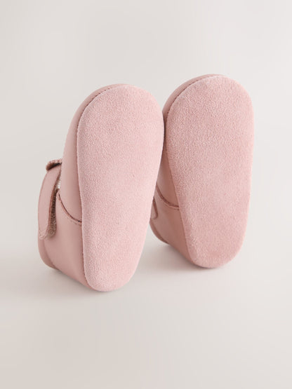 Pink Leather Baby T-Bar Shoes (0-24mths) image 3