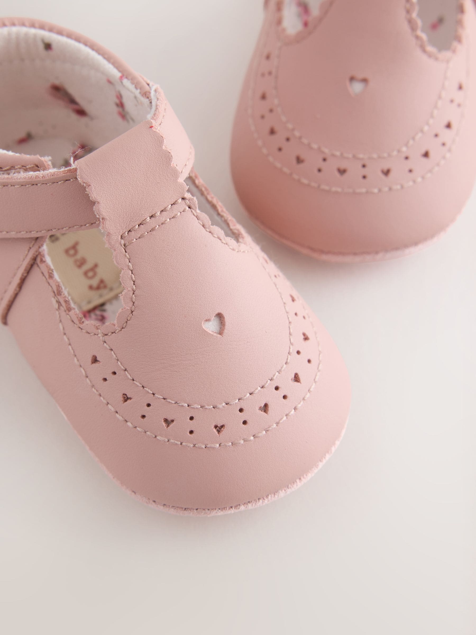 Pink Leather Baby T-Bar Shoes (0-24mths) image 4