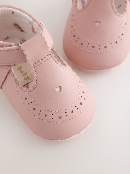 Pink Leather Baby T-Bar Shoes (0-24mths) image 4