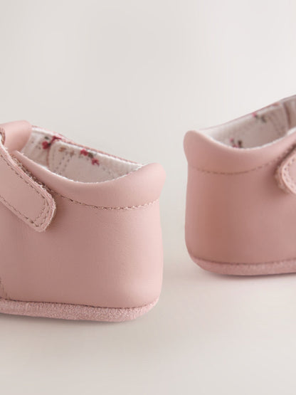 Pink Leather Baby T-Bar Shoes (0-24mths) image 5