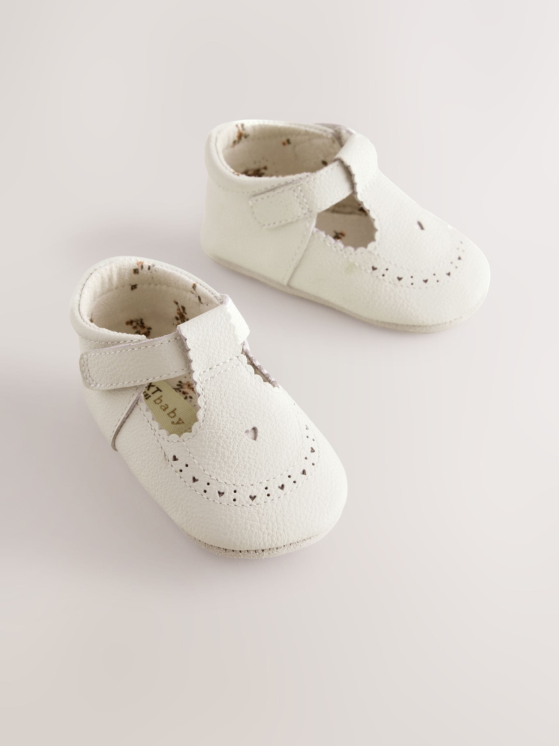 White Leather Baby T-Bar Shoes (0-24mths) image 1