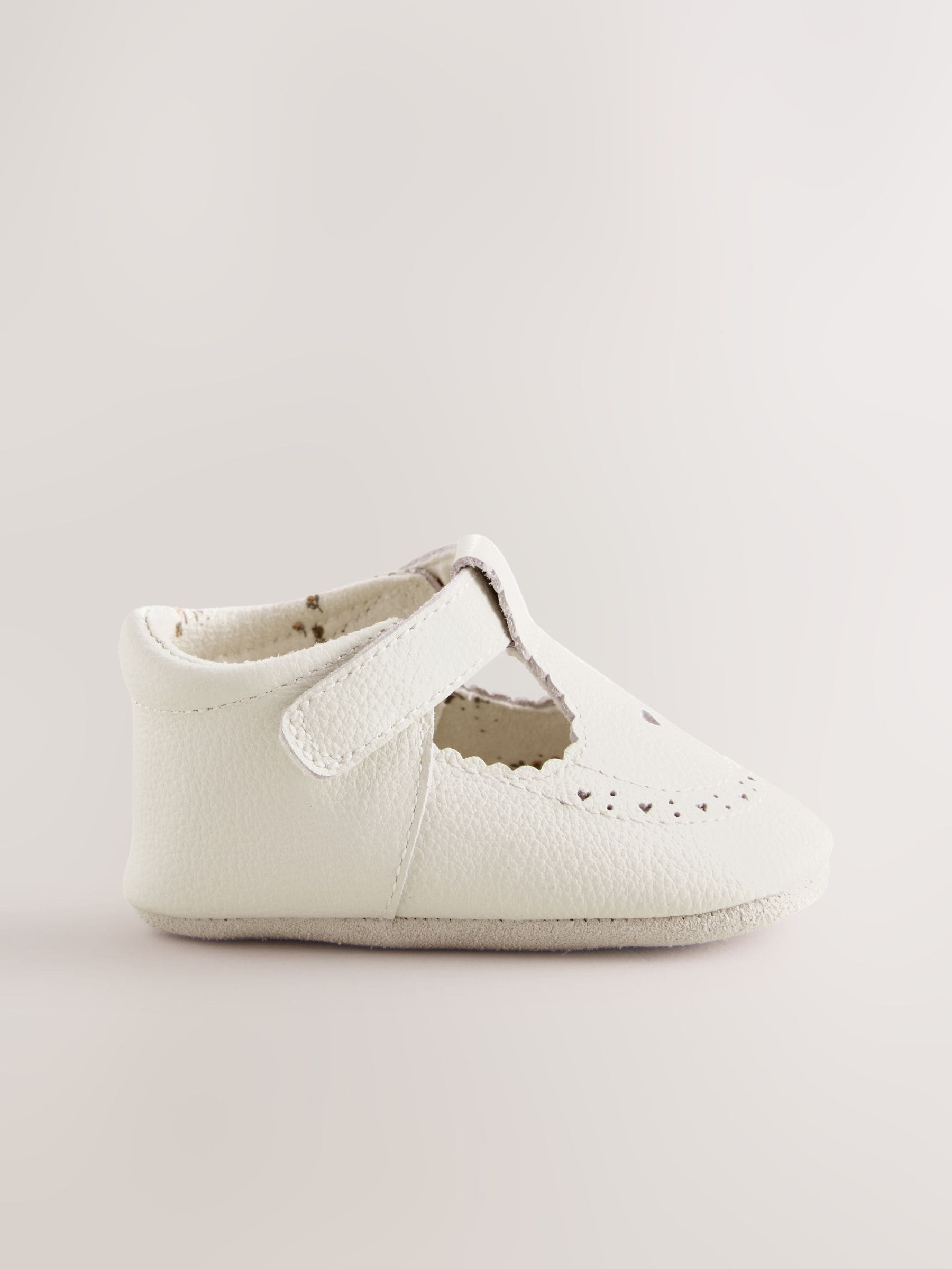 White Leather Baby T-Bar Shoes (0-24mths) image 2