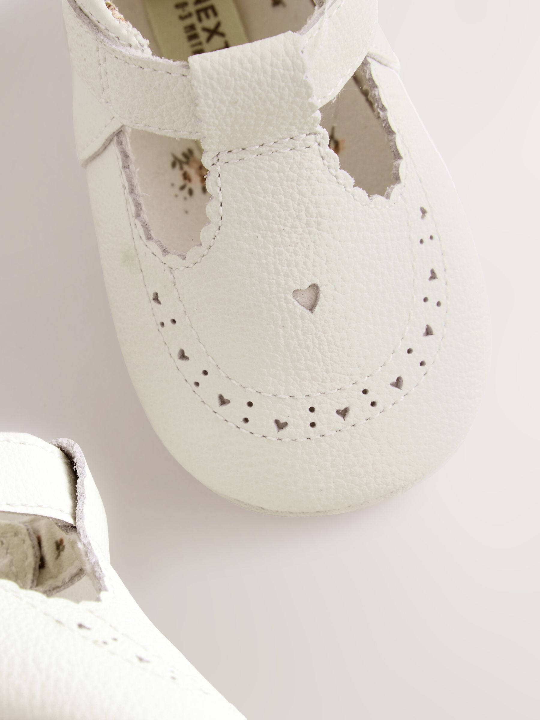 White Leather Baby T-Bar Shoes (0-24mths) image 4