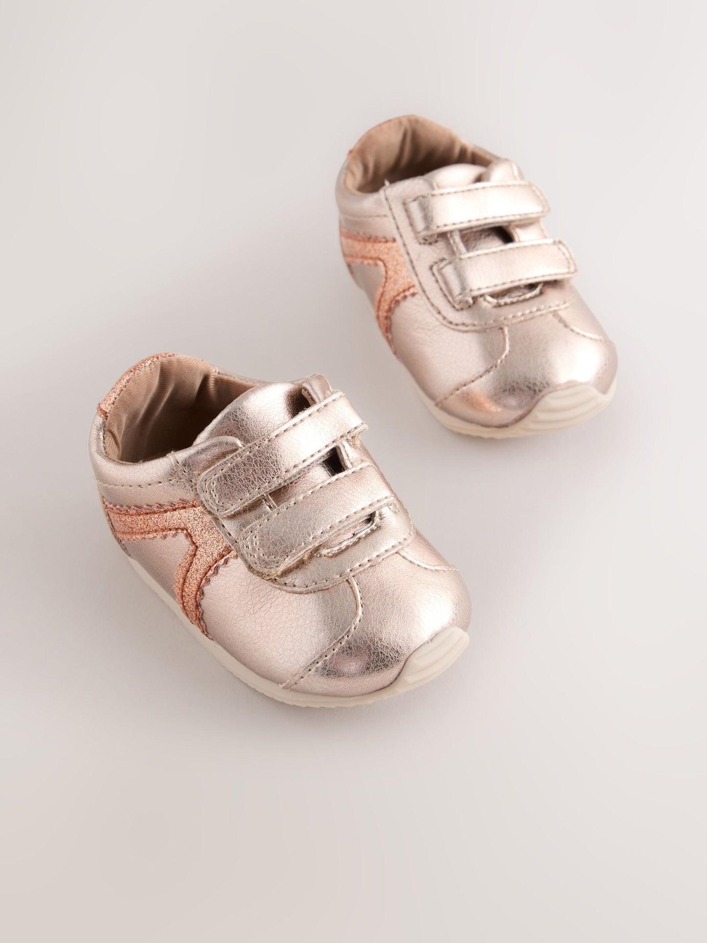 Bronze Metallic Baby Touch Fastening Trainers image 1