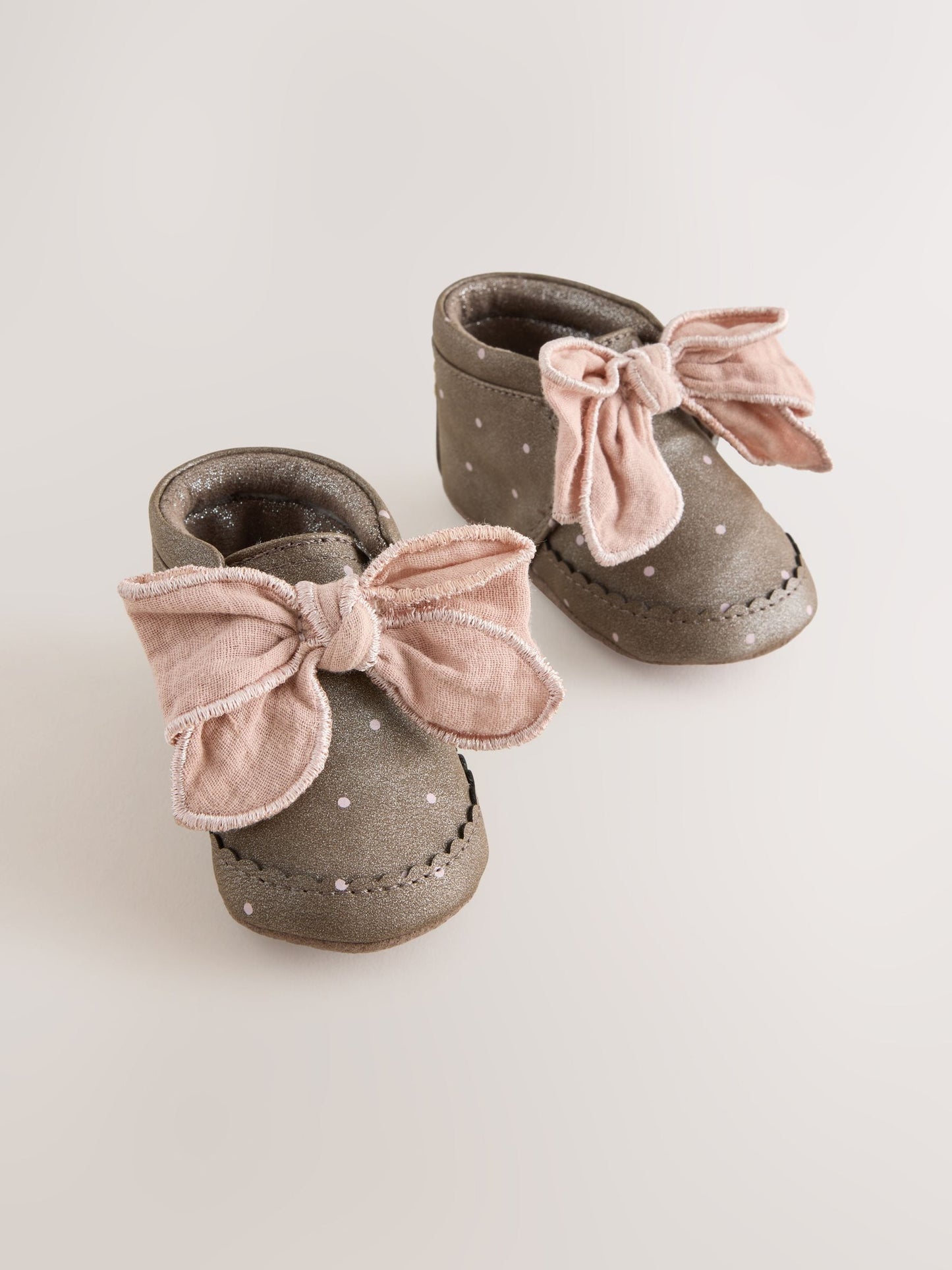 Chocolate Brown Polka Dot Baby Boots (0-18mths) image 1