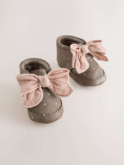 Chocolate Brown Polka Dot Baby Boots (0-18mths) image 1