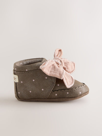 Chocolate Brown Polka Dot Baby Boots (0-18mths) image 2