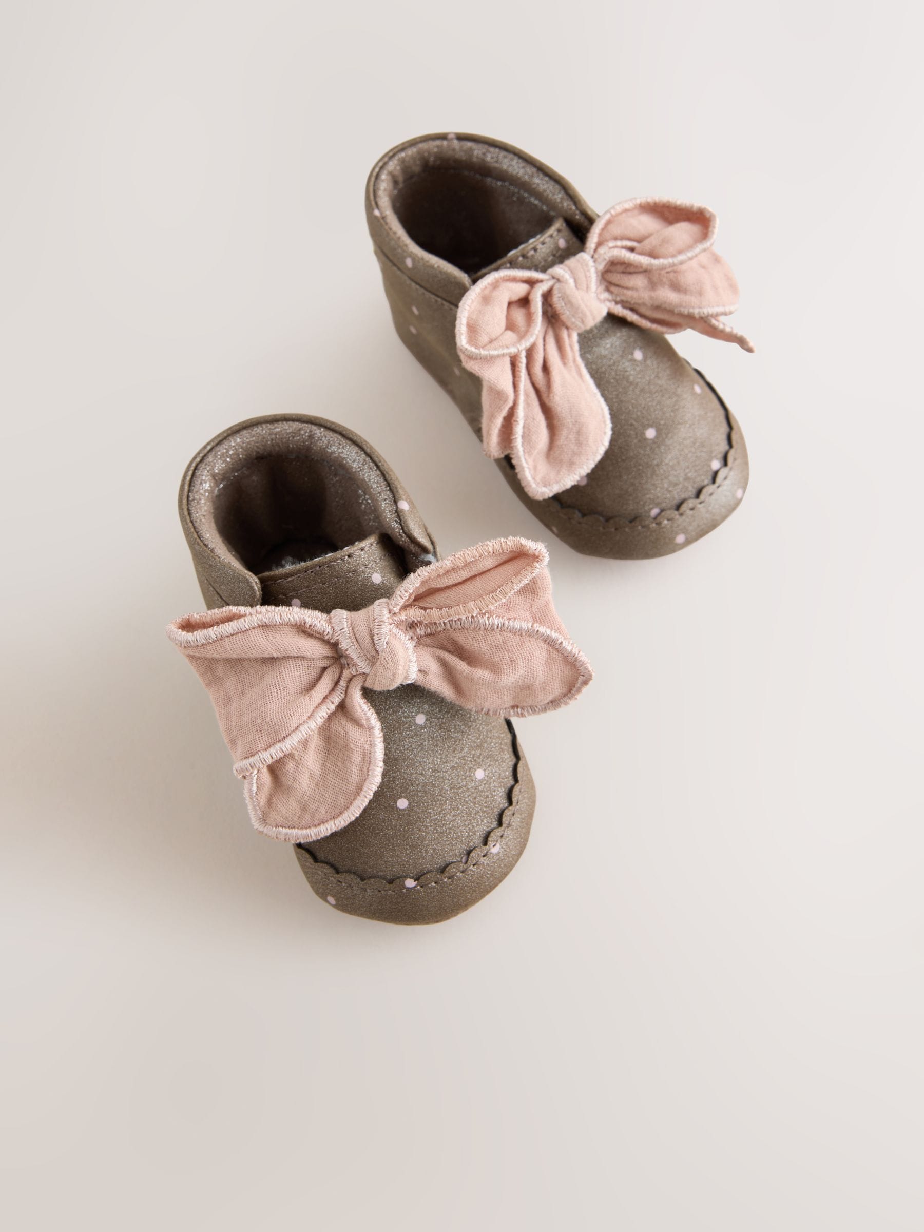 Chocolate Brown Polka Dot Baby Boots (0-18mths) image 3