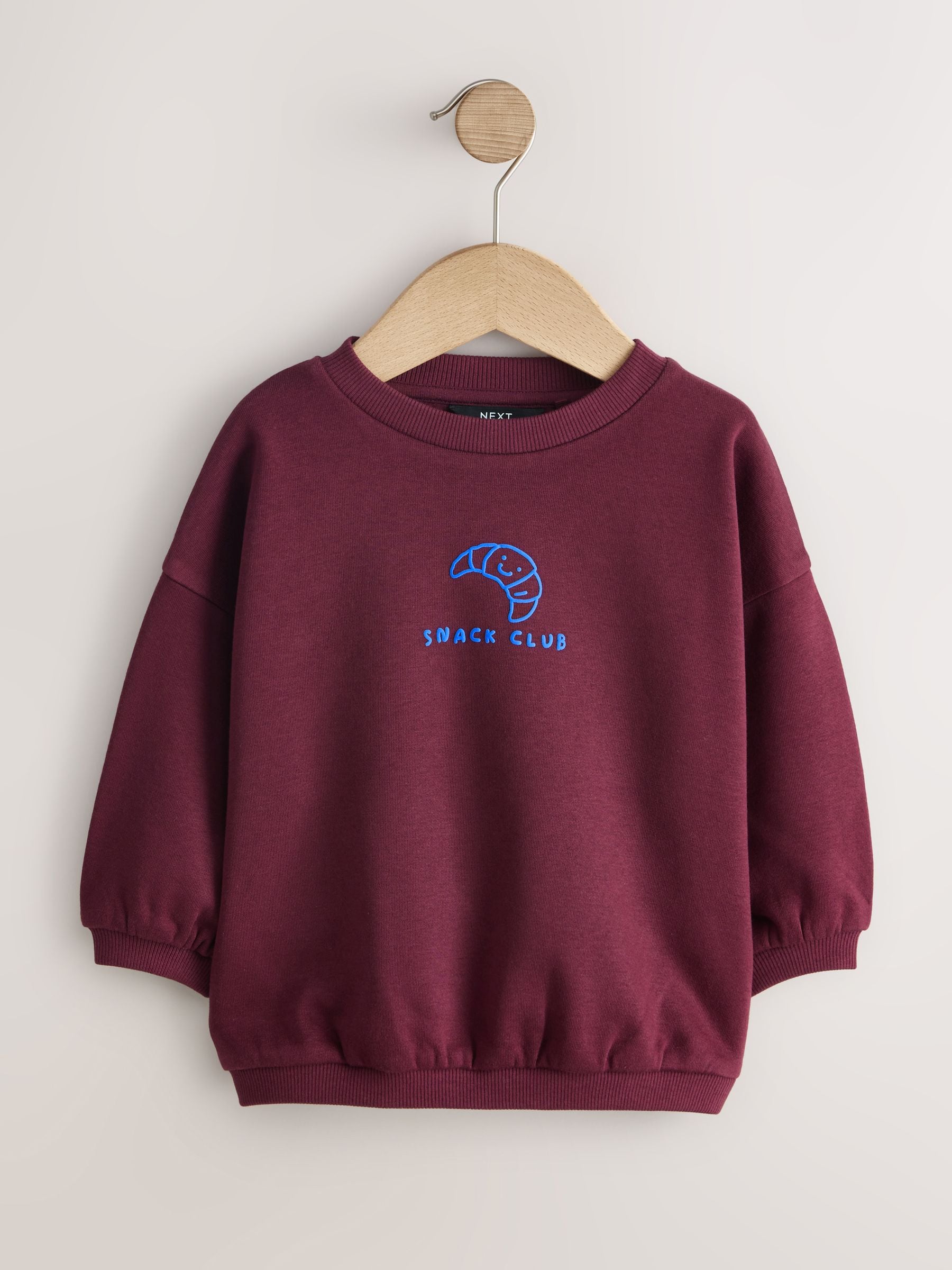 Dsiney Kidz - Burgundy Red Snack Club Printed Crew Neck Sweat Top (3mths-7yrs) image 1