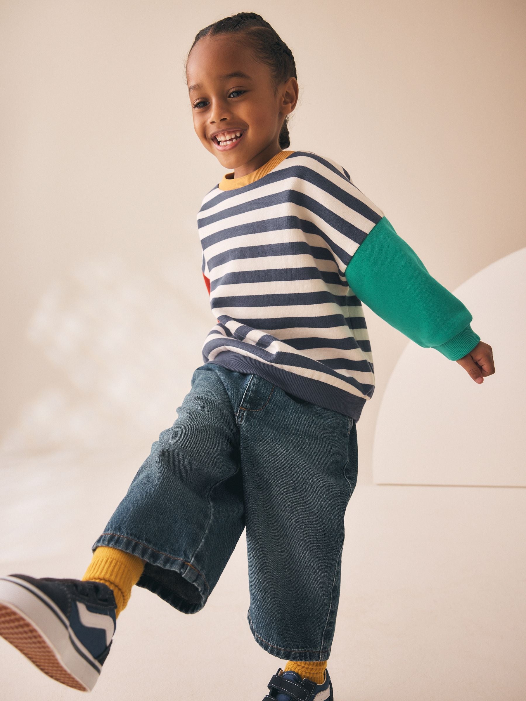 Dsiney Kidz - Hotch Potch Stripe Printed Crew Neck Sweat Top (3mths-7yrs) image 3