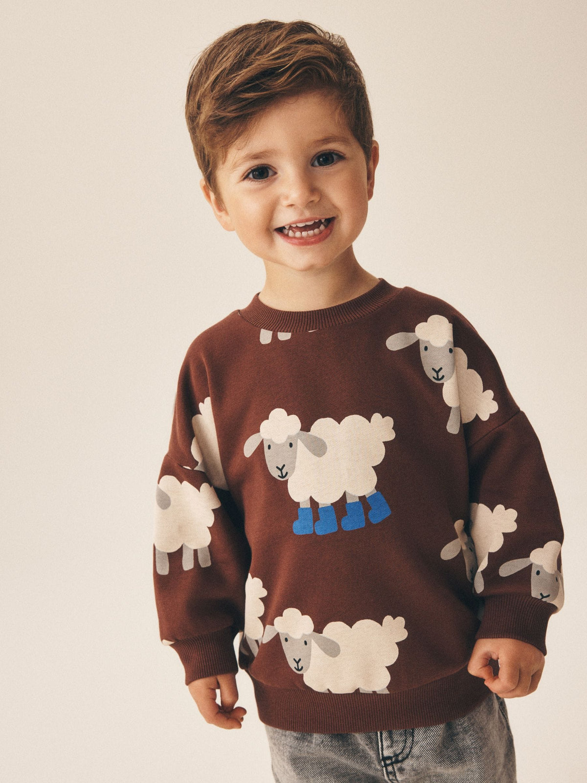 Dsiney Kidz - Brown Sheep All Over Printed Crew Neck Sweat Top (3mths-7yrs) image 1