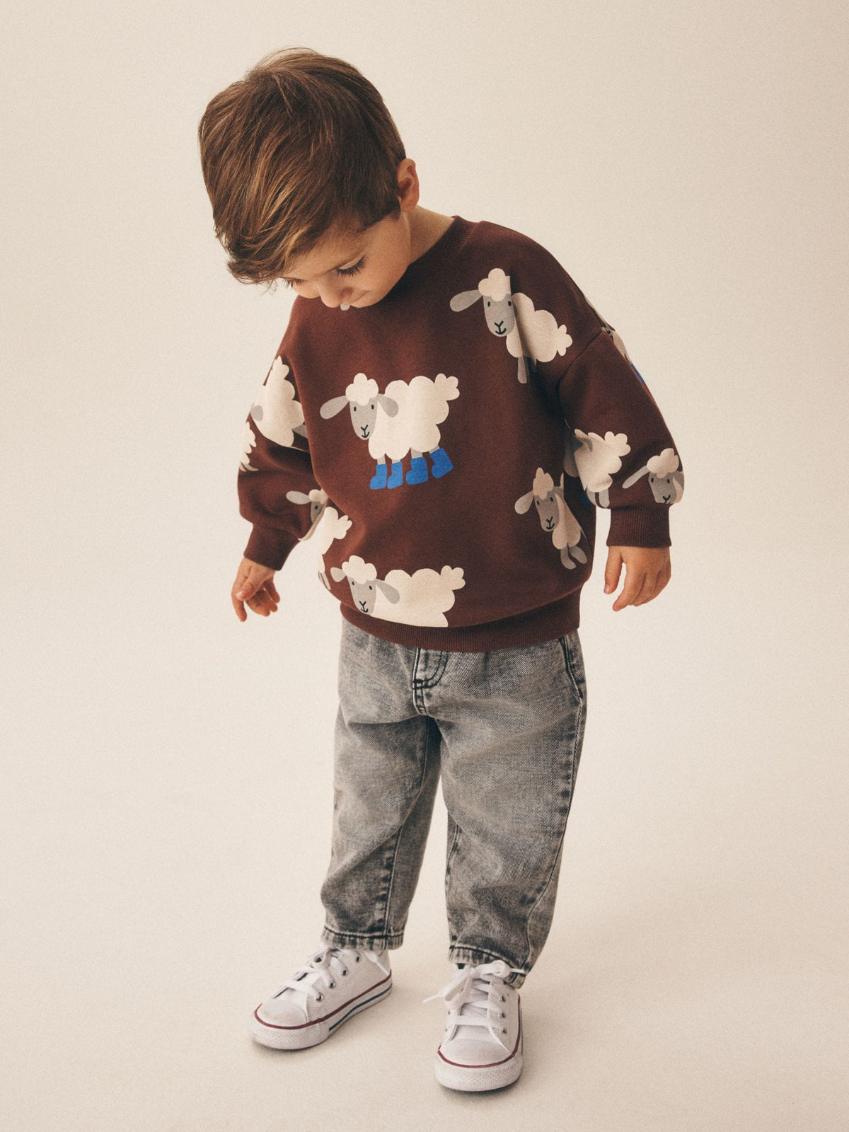 Dsiney Kidz - Brown Sheep All Over Printed Crew Neck Sweat Top (3mths-7yrs) image 2