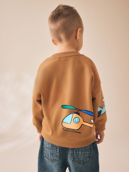 Dsiney Kidz - Tan Brown All Over Printed Crew Neck Sweat Top (3mths-7yrs) image 4