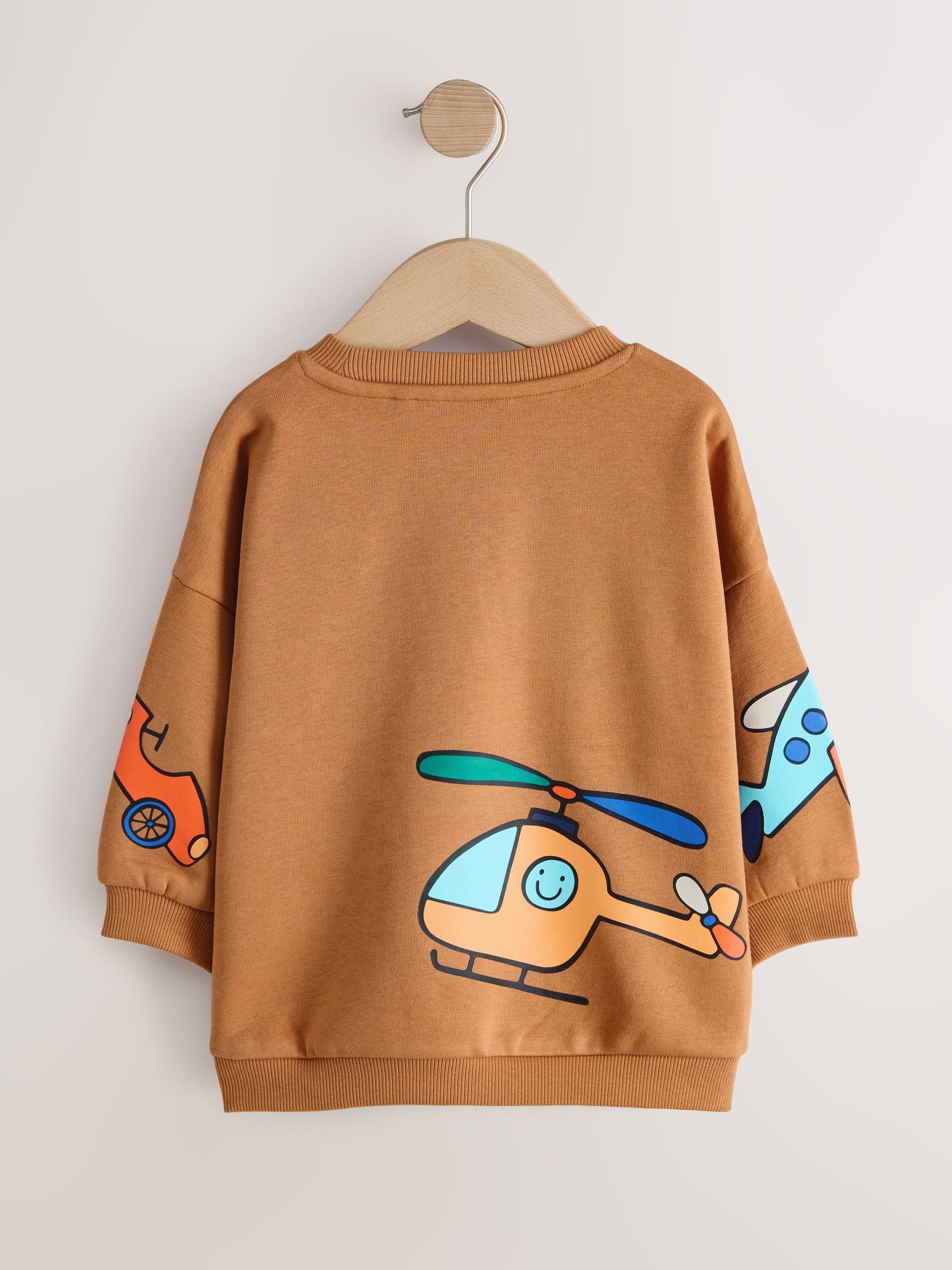 Dsiney Kidz - Tan Brown All Over Printed Crew Neck Sweat Top (3mths-7yrs) image 6