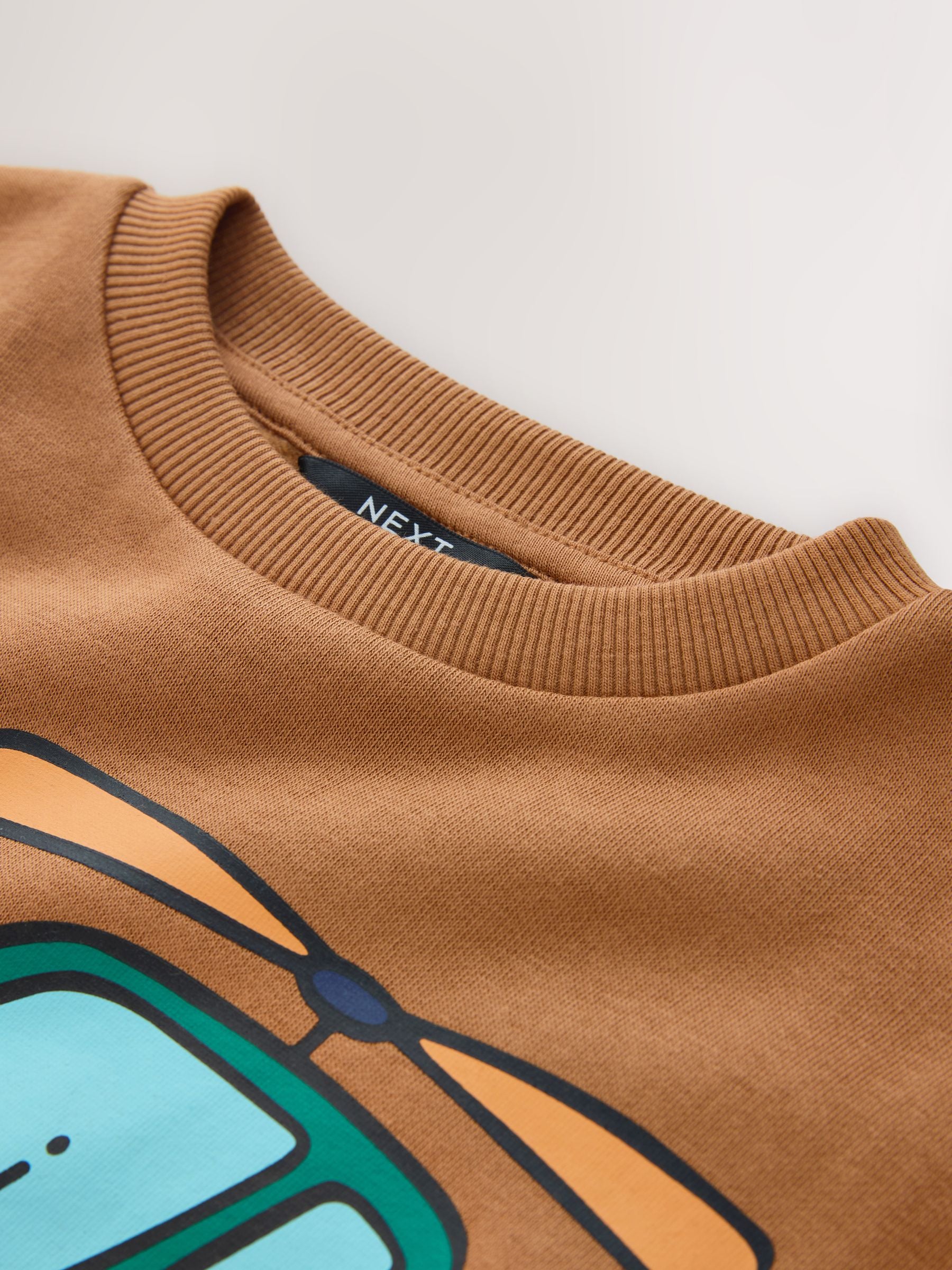 Dsiney Kidz - Tan Brown All Over Printed Crew Neck Sweat Top (3mths-7yrs) image 7