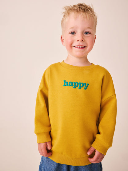 Dsiney Kidz - Ochre Yellow Smile Printed Crew Neck Sweat Top (3mths-7yrs) image 1