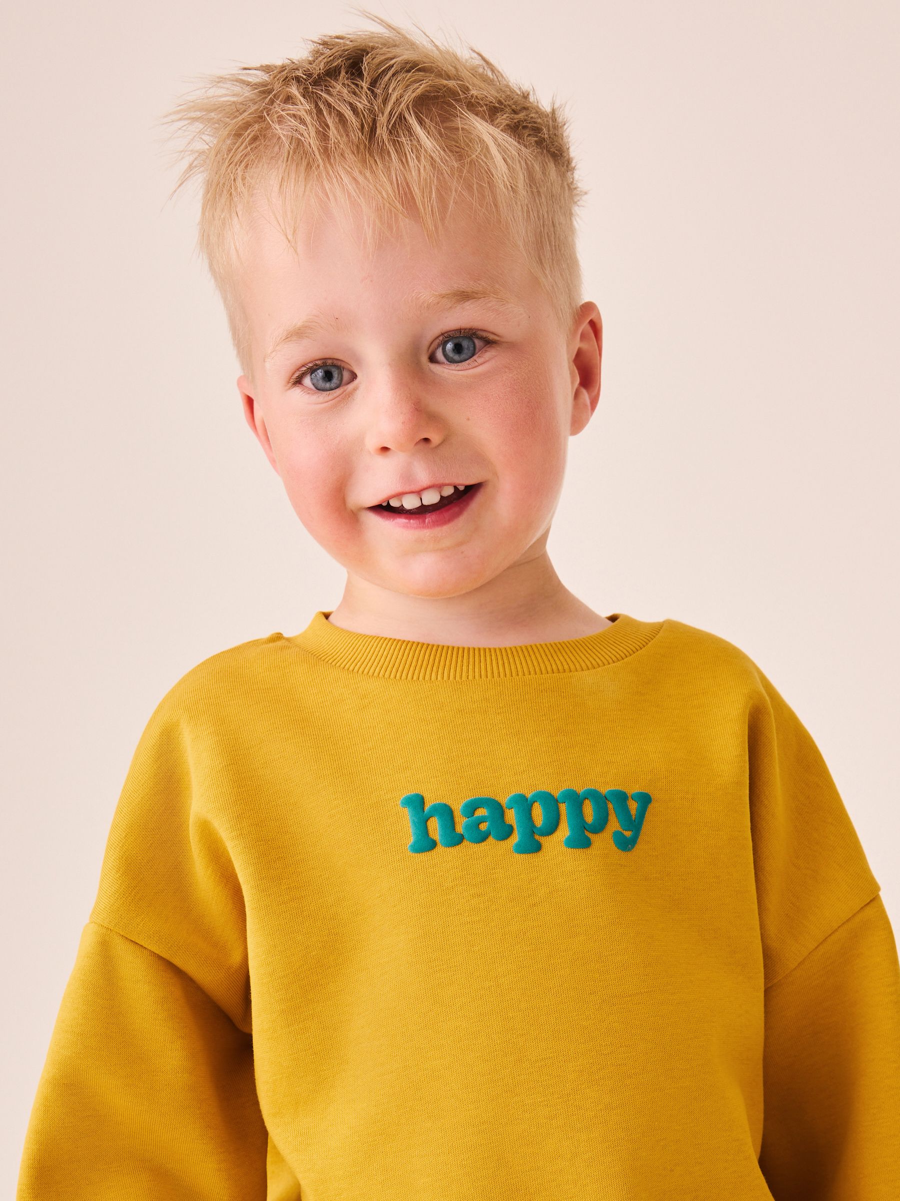 Dsiney Kidz - Ochre Yellow Smile Printed Crew Neck Sweat Top (3mths-7yrs) image 4
