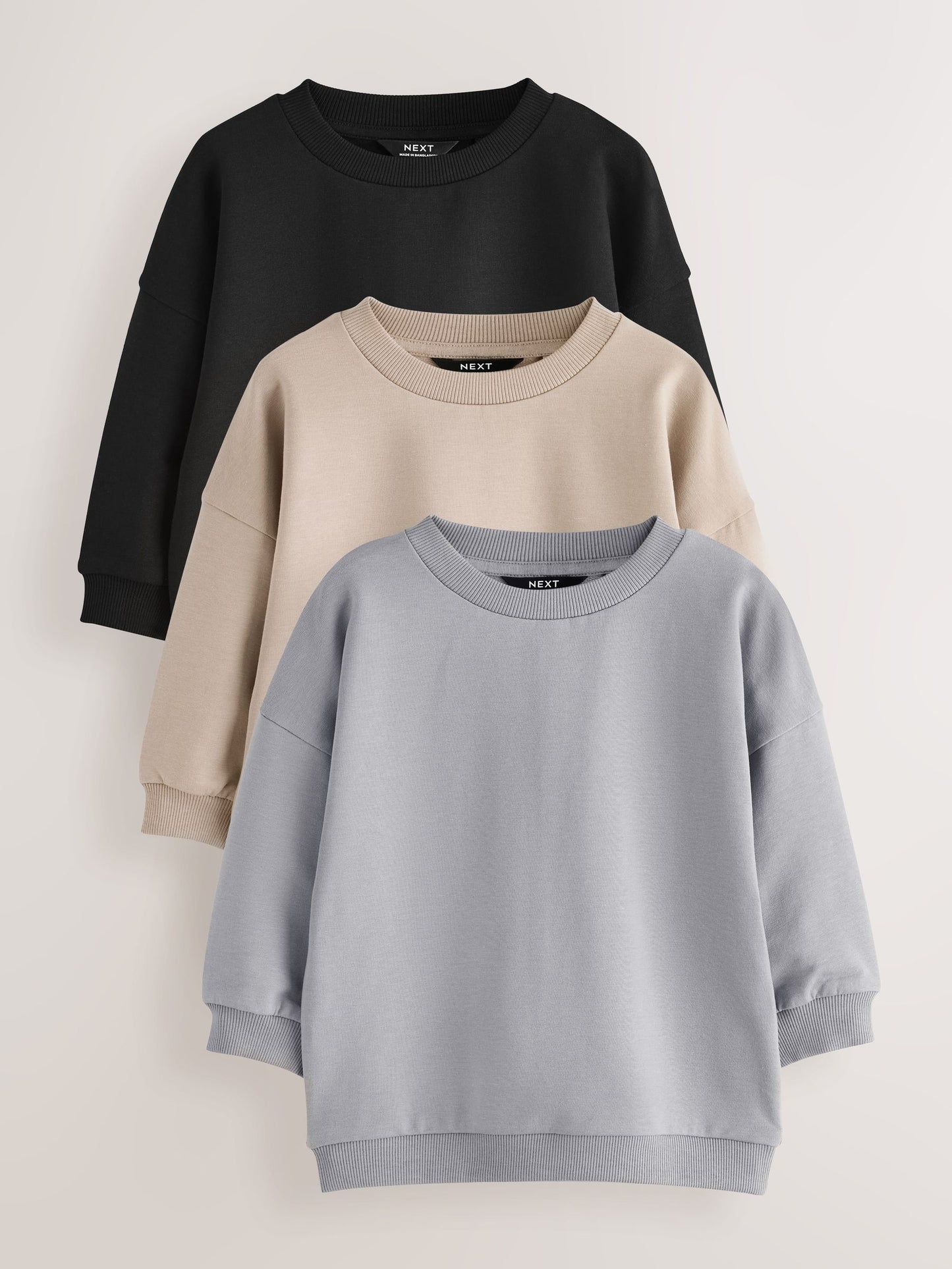 Dsiney Kidz - Black/Grey Plain Sweat Tops 3 Pack (3mths-7yrs) image 1