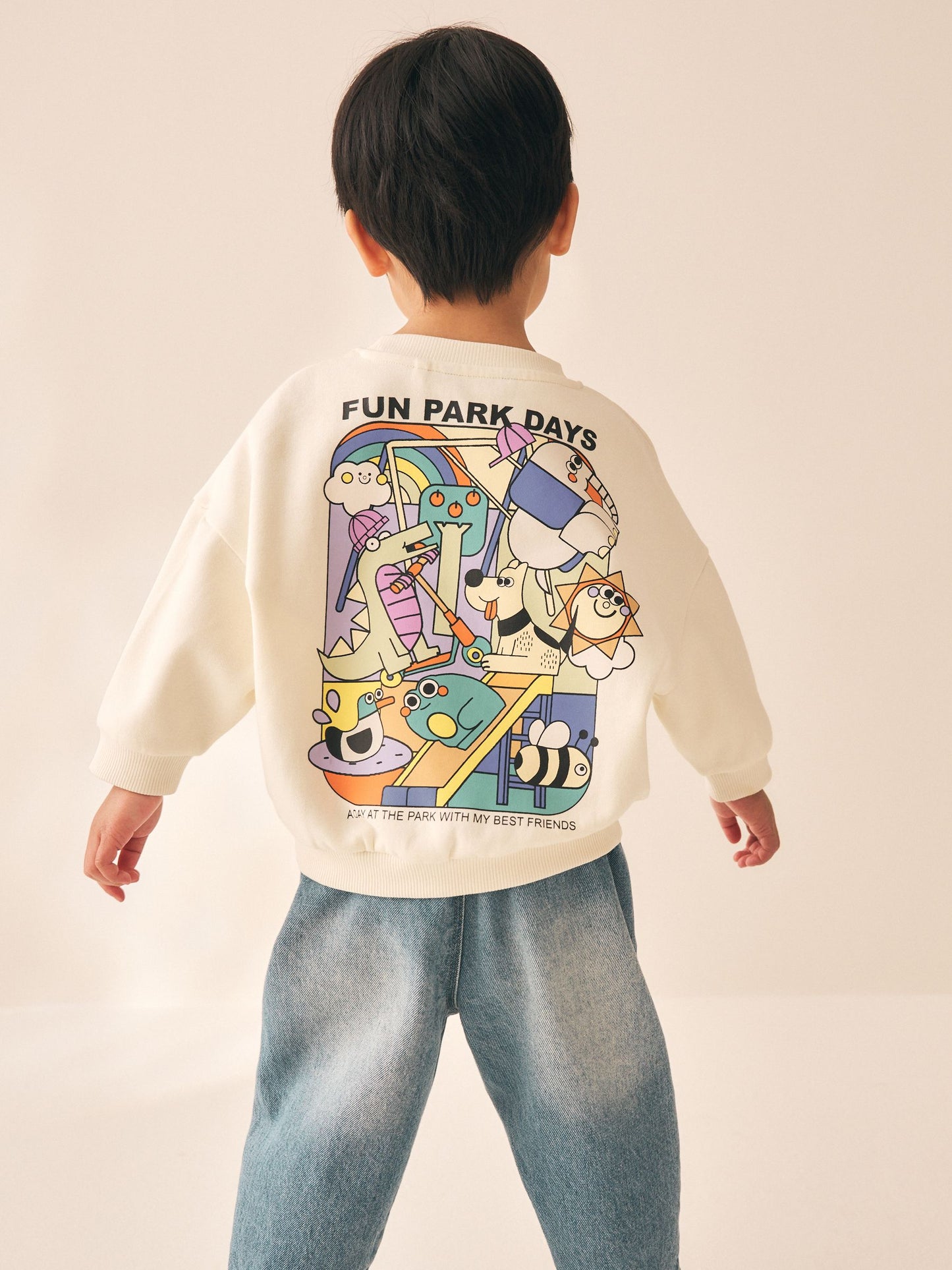 Dsiney Kidz - Ecru Back Printed Crew Neck Sweat Top (3mths-7yrs) image 1