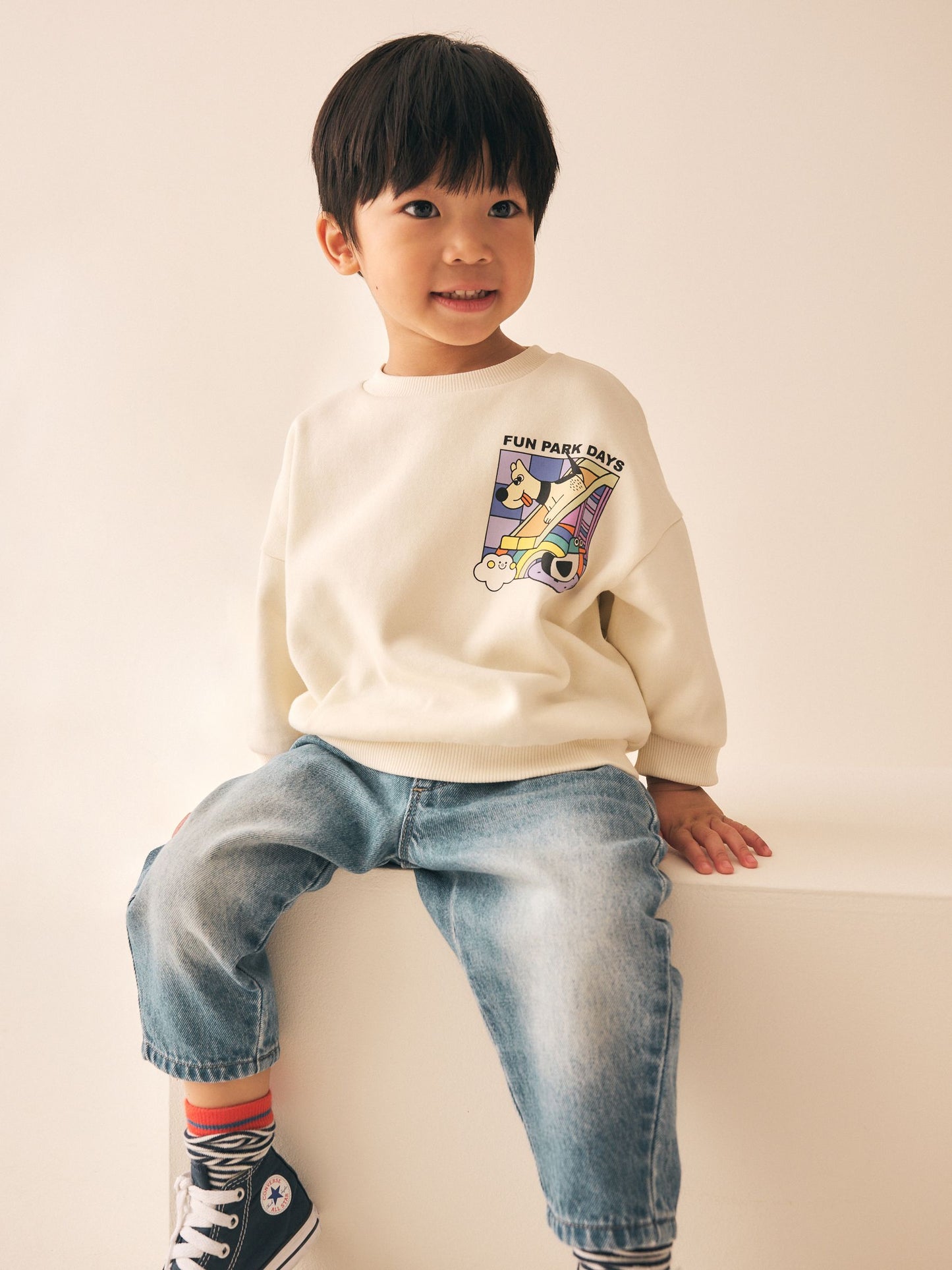 Dsiney Kidz - Ecru Back Printed Crew Neck Sweat Top (3mths-7yrs) image 2