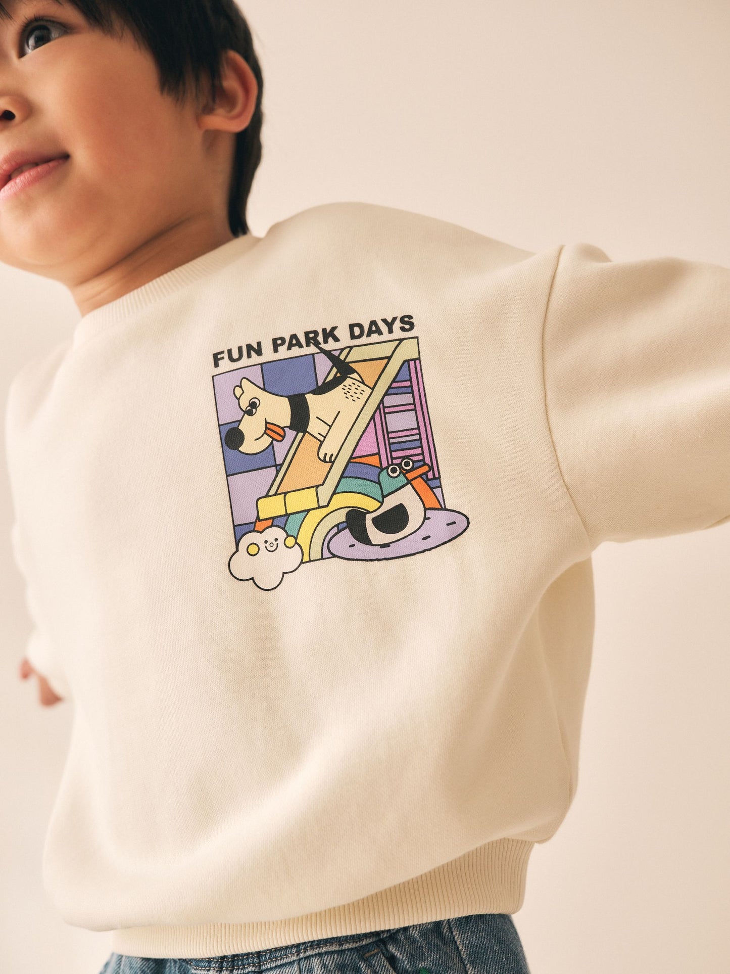 Dsiney Kidz - Ecru Back Printed Crew Neck Sweat Top (3mths-7yrs) image 4