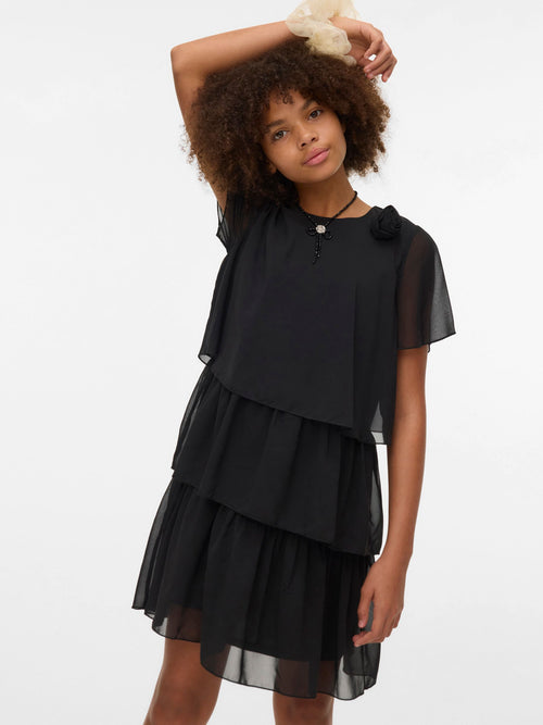 Dsiney Kidz - VERO MODA Black Corsage Tiered Ruffle Dress image 1
