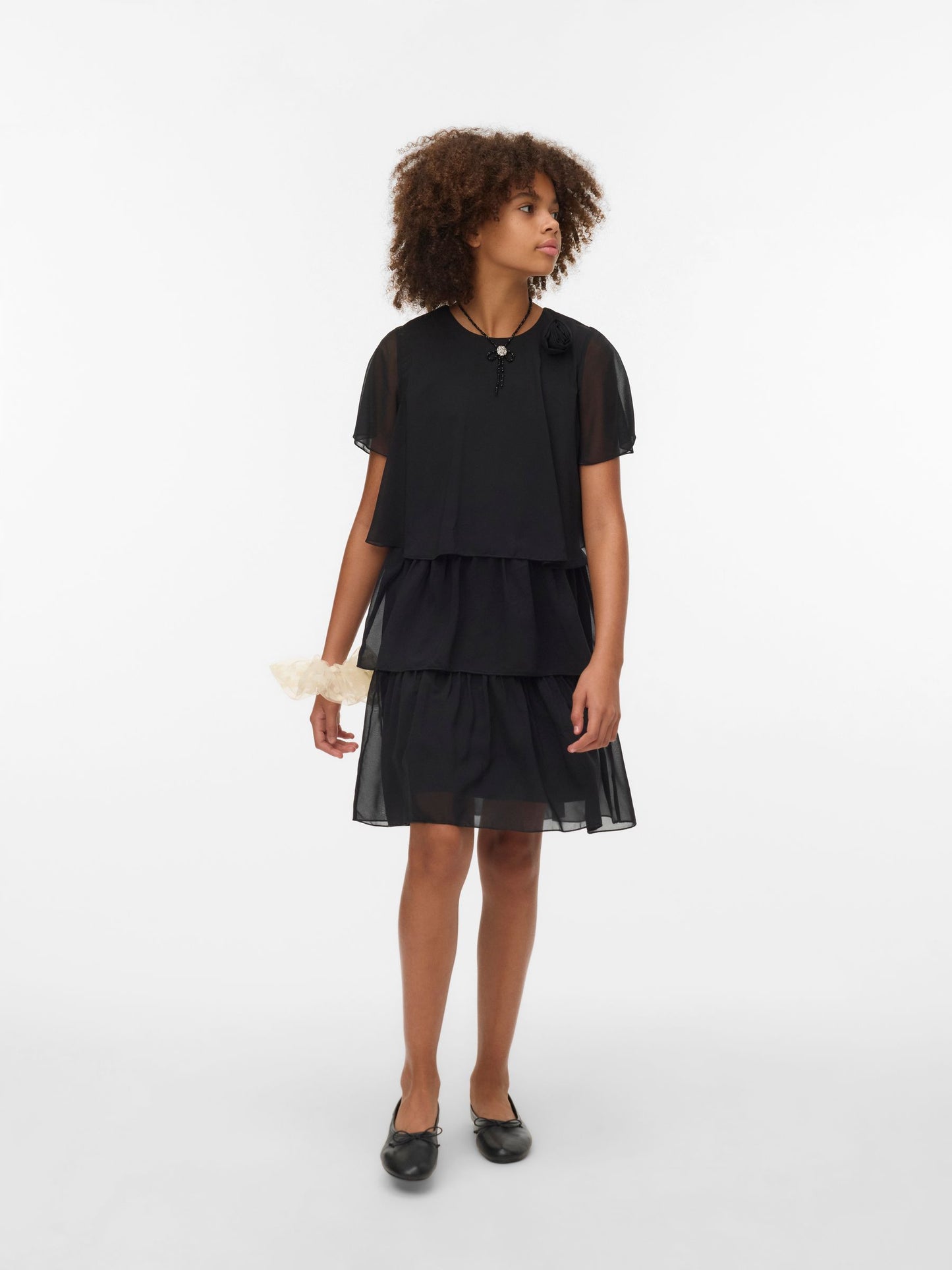 VERO MODA Black Corsage Tiered Ruffle Dress image 4