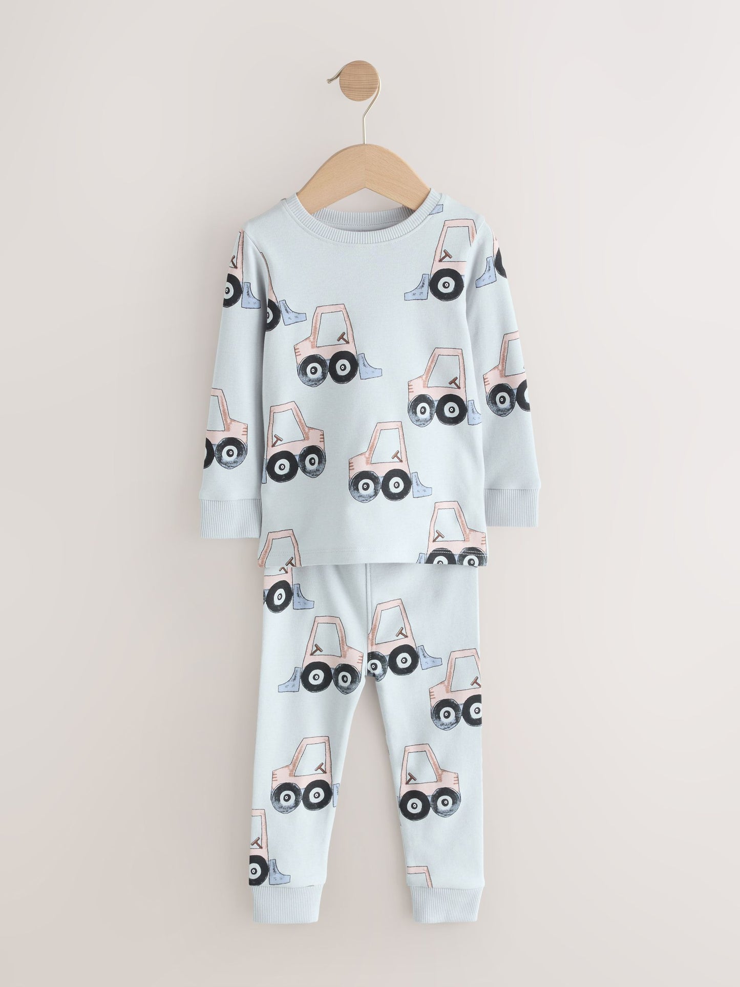 Blue/Ecru Digger Snuggle Pyjamas 3 Pack (9mths-8yrs) image 3