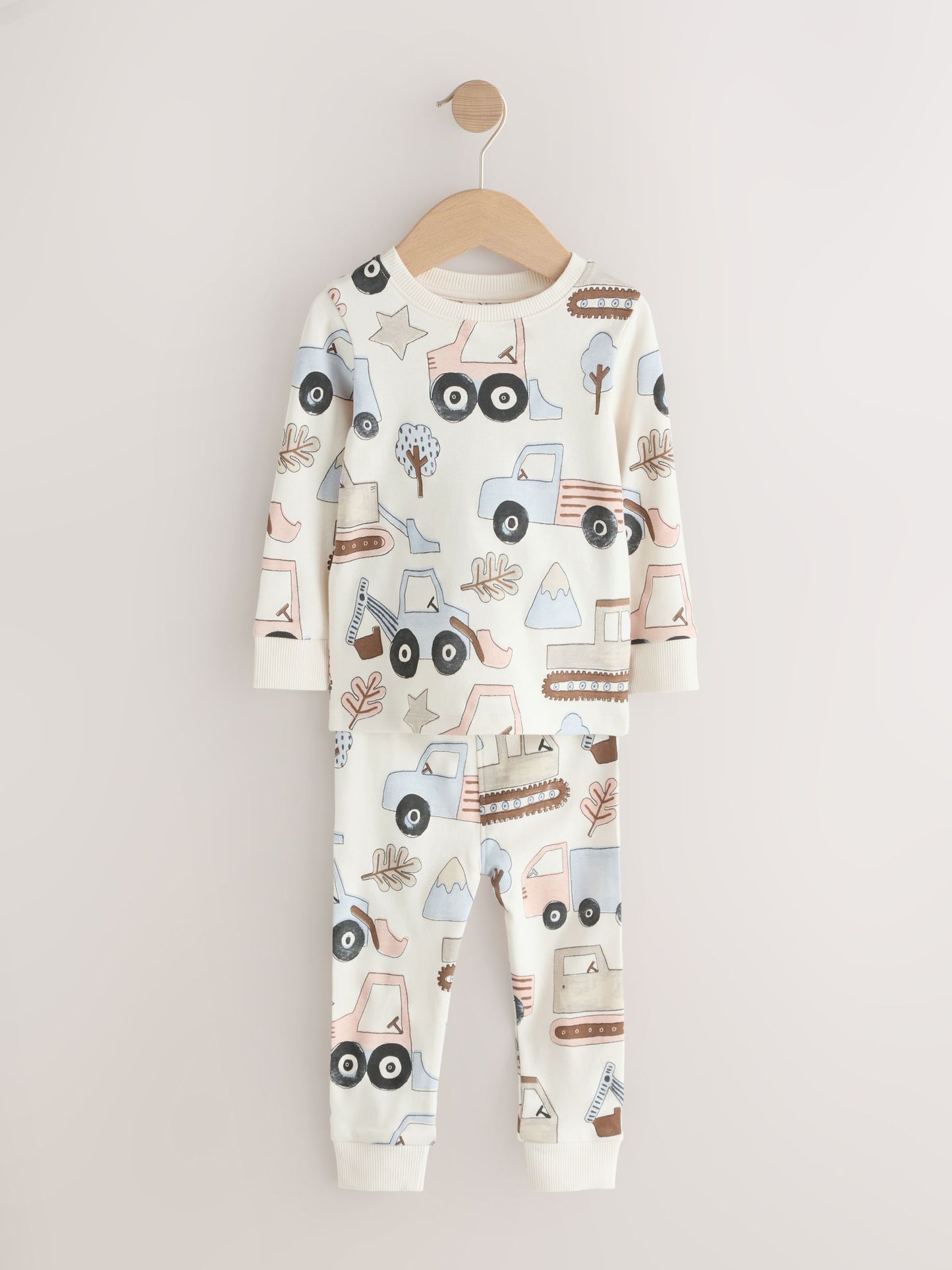 Blue/Ecru Digger Snuggle Pyjamas 3 Pack (9mths-8yrs) image 5