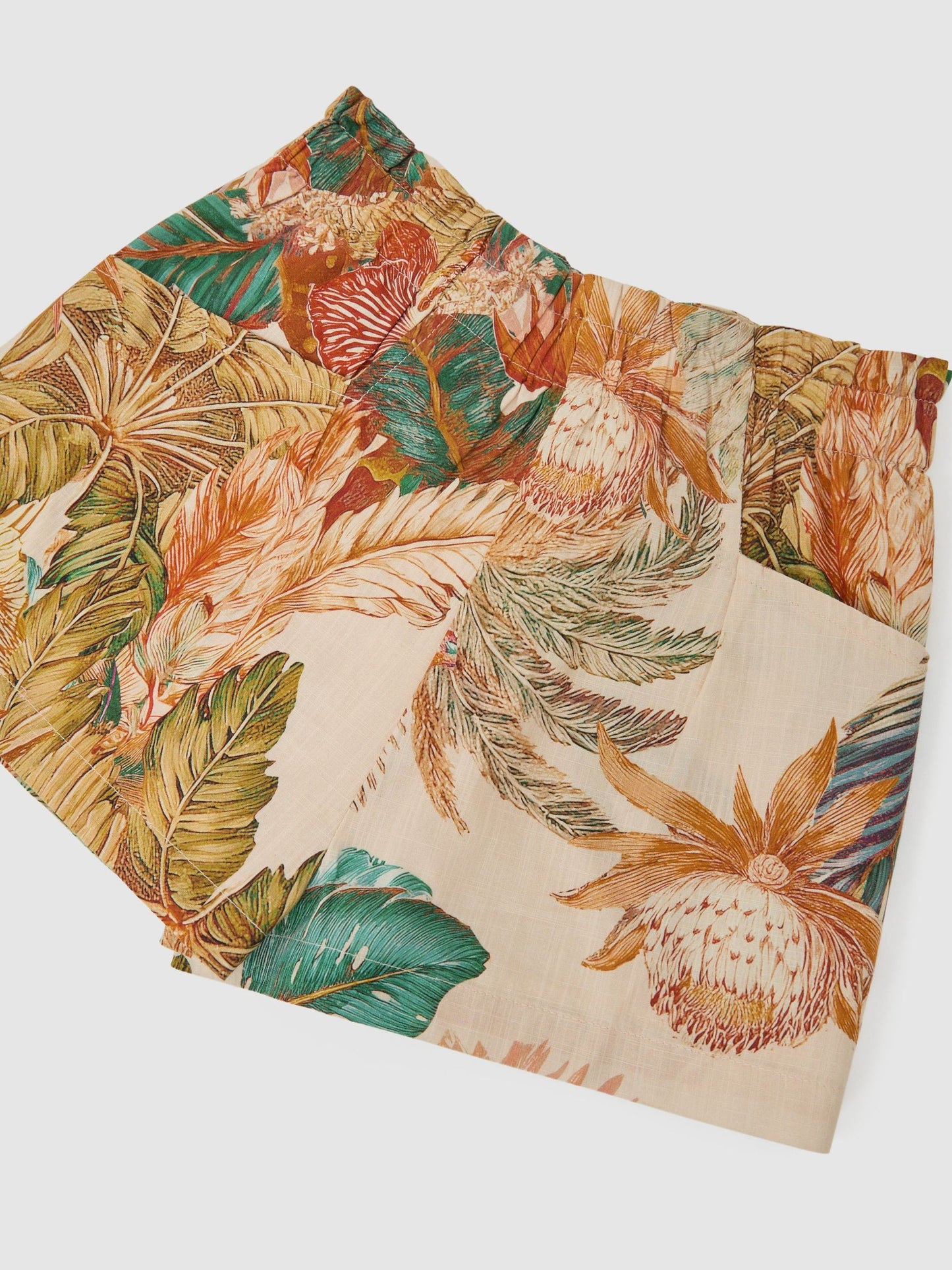 Reiss Neutral Violeta 9-13 yrs Cotton Tropical-Print Tie-Waist Shorts image 3