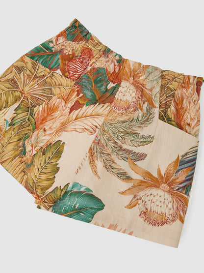 Reiss Neutral Violeta 9-13 yrs Cotton Tropical-Print Tie-Waist Shorts image 3
