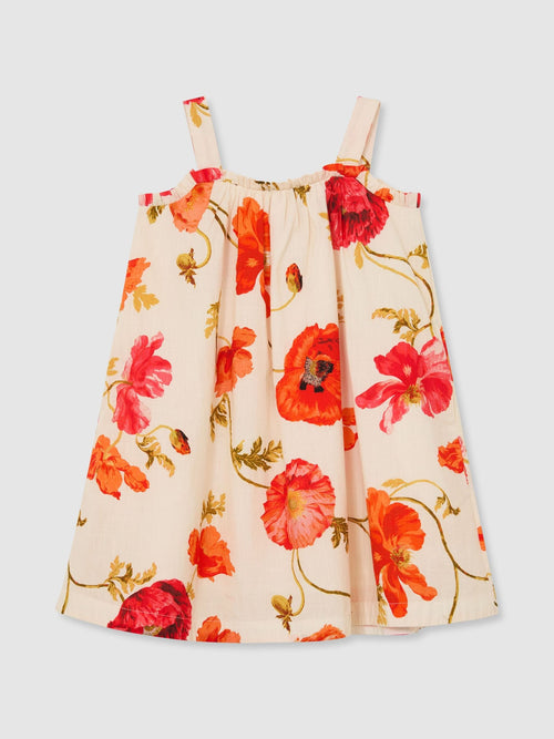 Reiss White Print Solar 9-13 yrs Cotton Floral-Print Swing Dress image 1