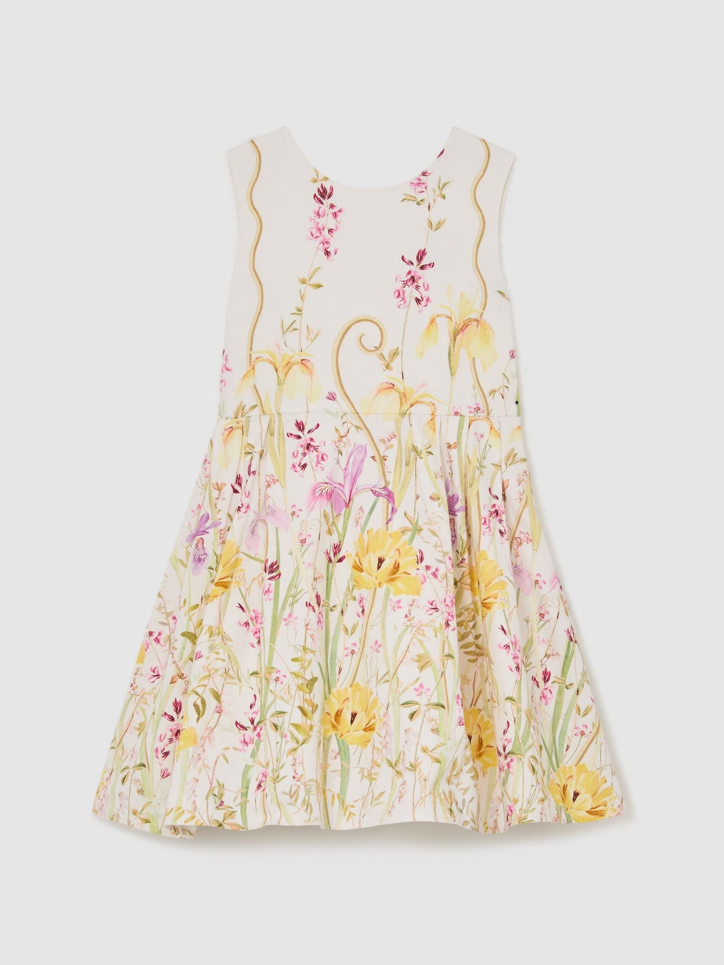 Reiss Ivory Print Fern 9-13 yrs Cotton Floral-Print Bow-Detail Dress image 2