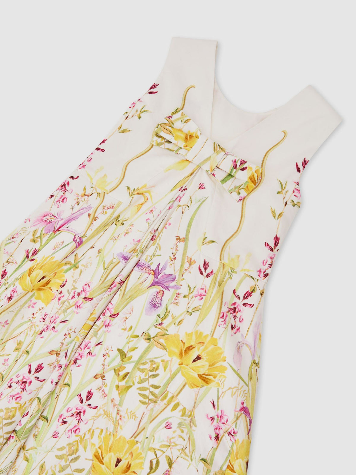 Reiss Ivory Print Fern 9-13 yrs Cotton Floral-Print Bow-Detail Dress image 3